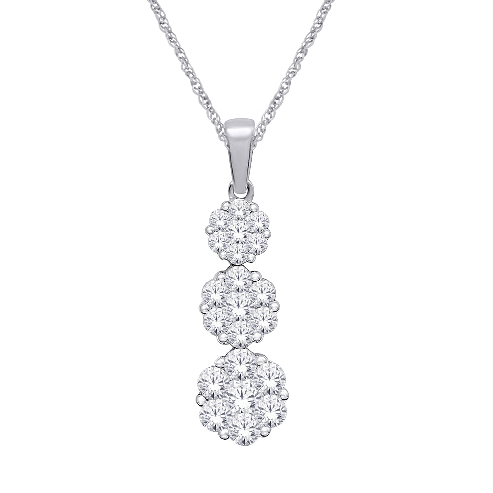 14K White Gold 1/4 Ct.Tw. Diamond Flower Pendant