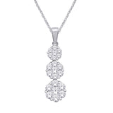14K White Gold 1/4 Ct.Tw. Diamond Flower Pendant