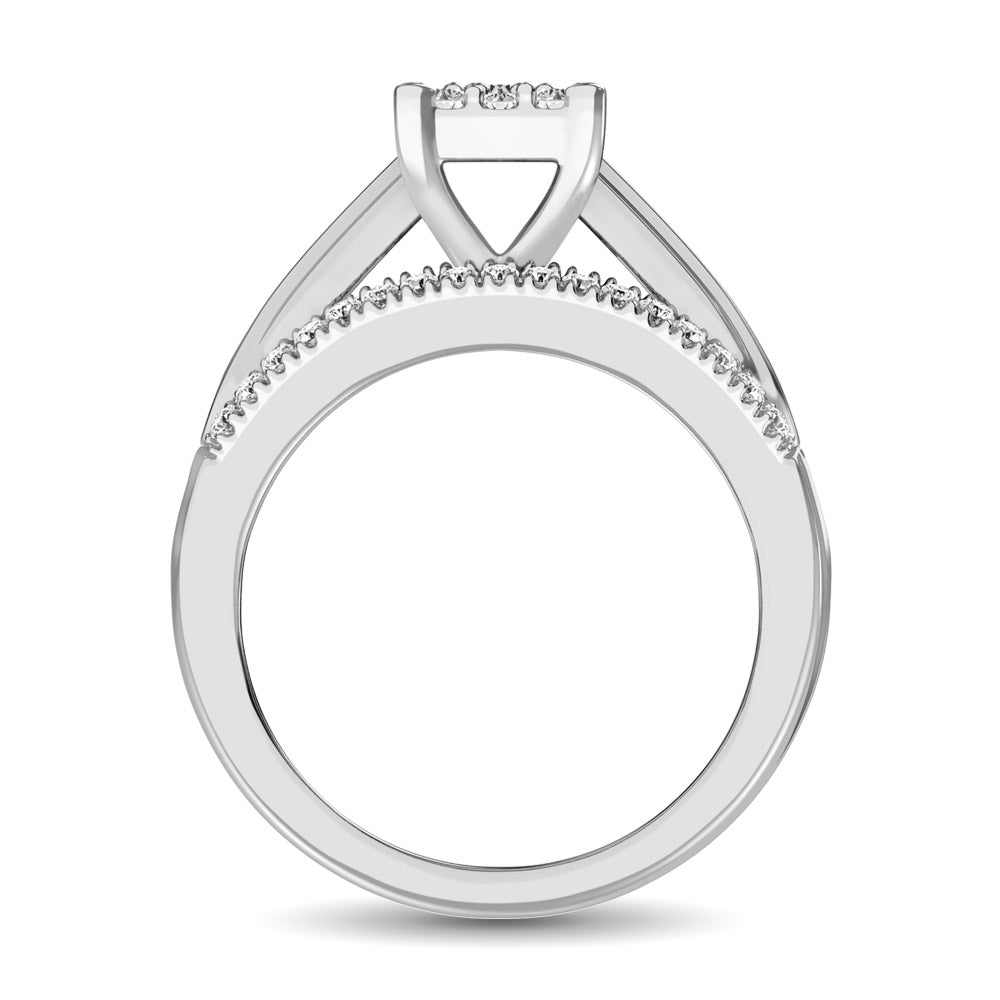 10K White Gold 1/2 Ct.Tw. Diamond Engagement Invisible Ring