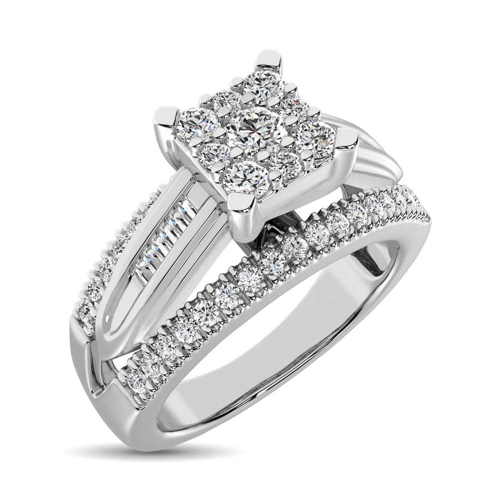 10K White Gold 1/2 Ct.Tw. Diamond Engagement Invisible Ring