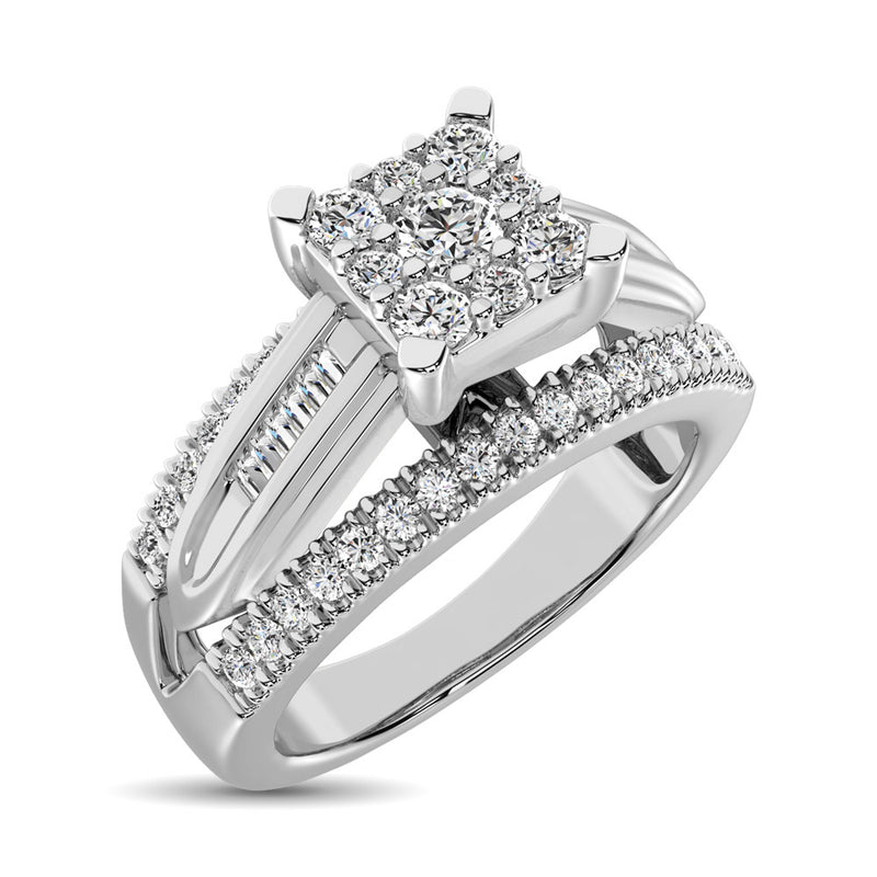 10K White Gold 1/2 Ct.Tw. Diamond Engagement Invisible Ring