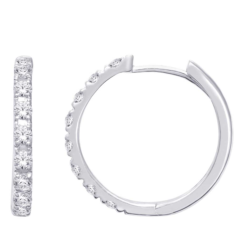 10K White Gold 1/2 Ct.Wt. Diamond Hoop Earrings