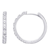 10K White Gold 1/2 Ct.Wt. Diamond Hoop Earrings