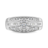 Sterling Silver 1/2 Ctw Diamond Square Frame Enagement Ring