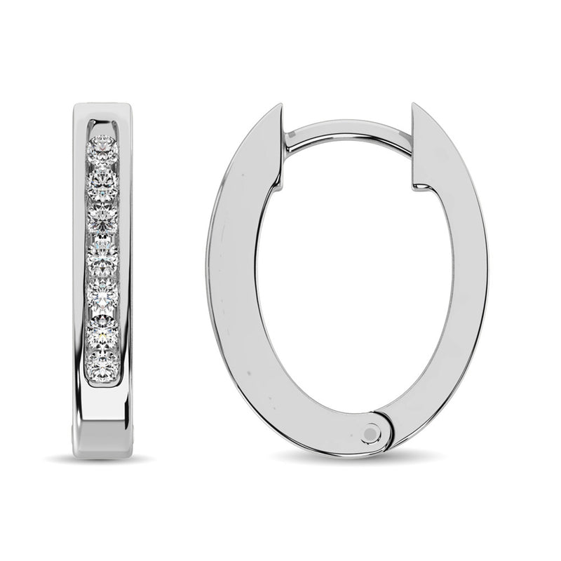 10K White Gold 1/8 Ct.Tw. Diamond Huggies Earrings