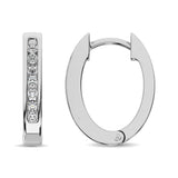 10K White Gold 1/8 Ct.Tw. Diamond Huggies Earrings