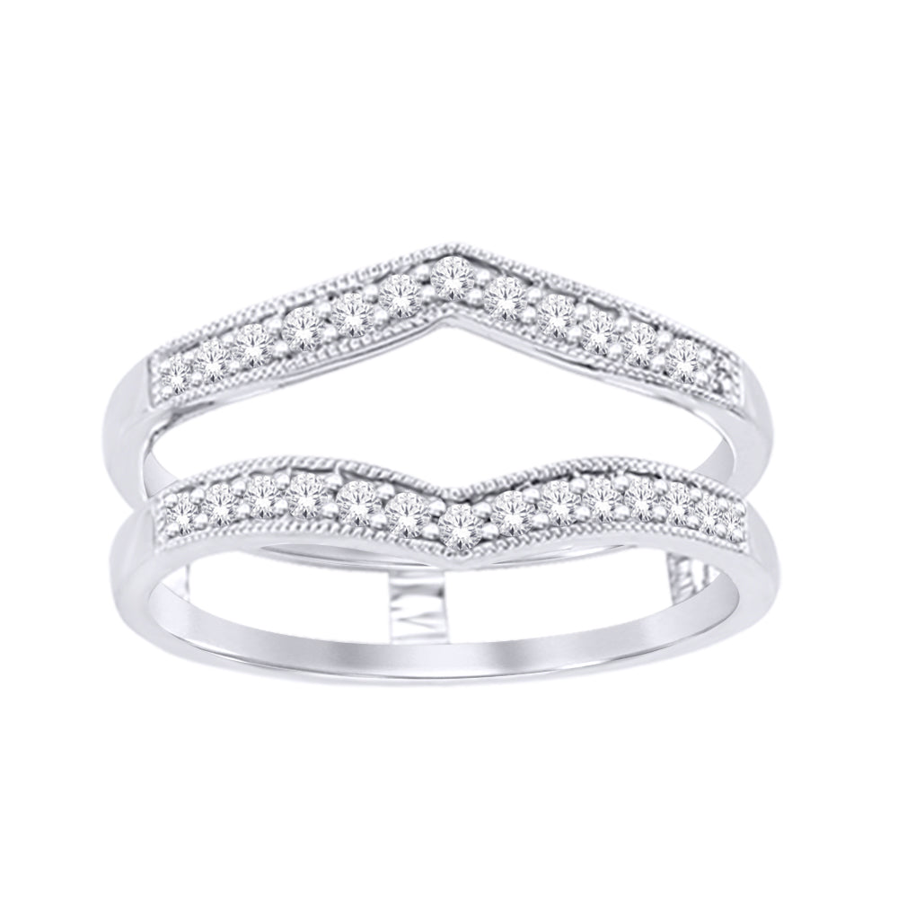 14K White Gold 1/4 Ct.Tw.Diamond Guard Ring