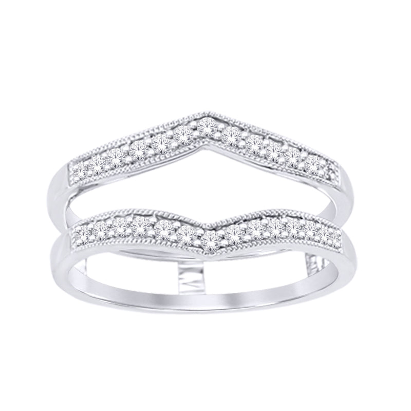 14K White Gold 1/4 Ct.Tw.Diamond Guard Ring