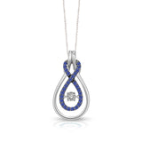 10K White Gold 1/3 Ct.Tw. Moving Diamond & Blue Sapphire Fashion Pendant