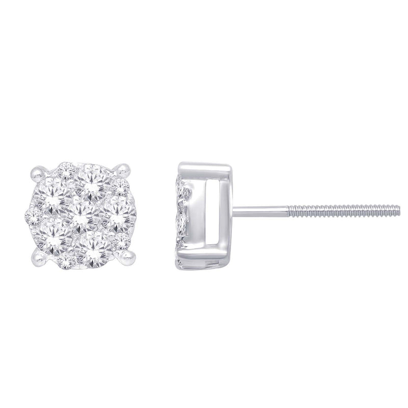 14K White Gold 2/5 Ct.Tw. Diamond Flower Studd Earrings