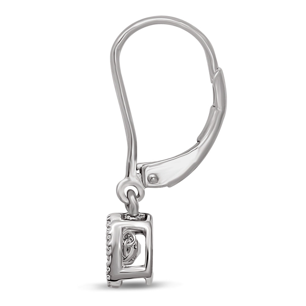 Sterling Silver 1/20 Ct.Tw. Moving Diamond Danglers Earrings