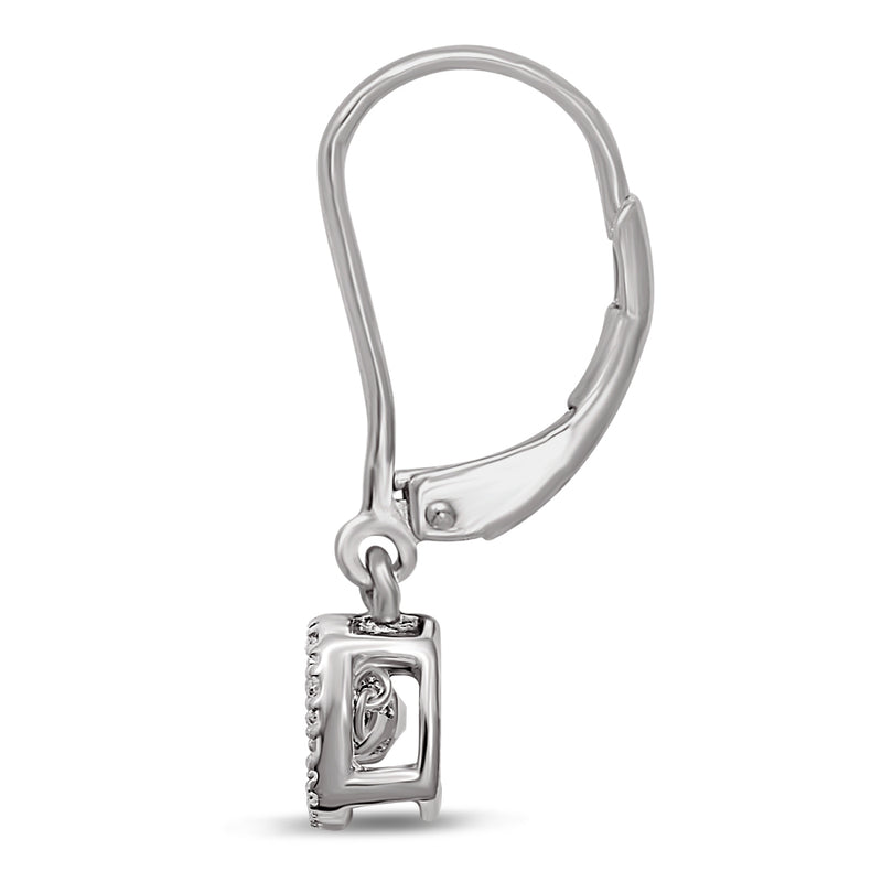 Sterling Silver 1/20 Ct.Tw. Moving Diamond Danglers Earrings