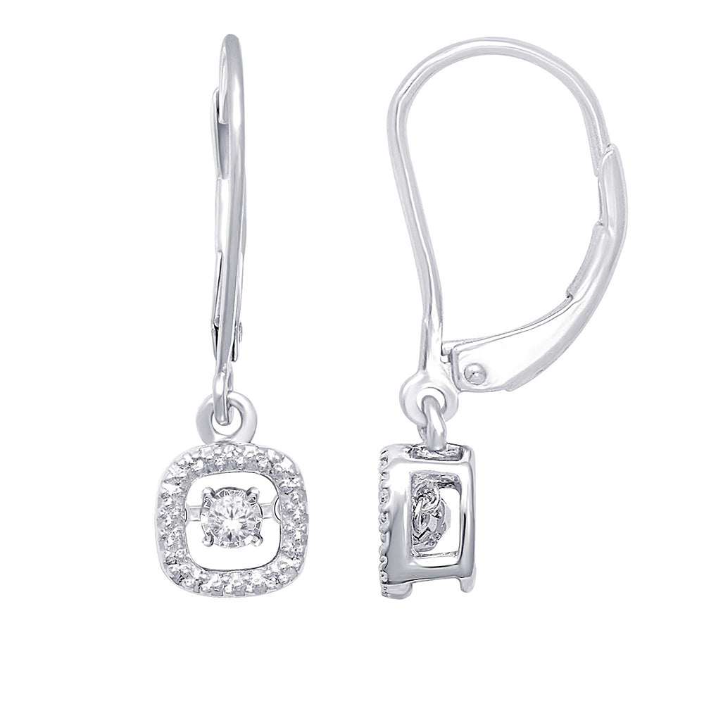 Sterling Silver 1/20 Ct.Tw. Moving Diamond Danglers Earrings