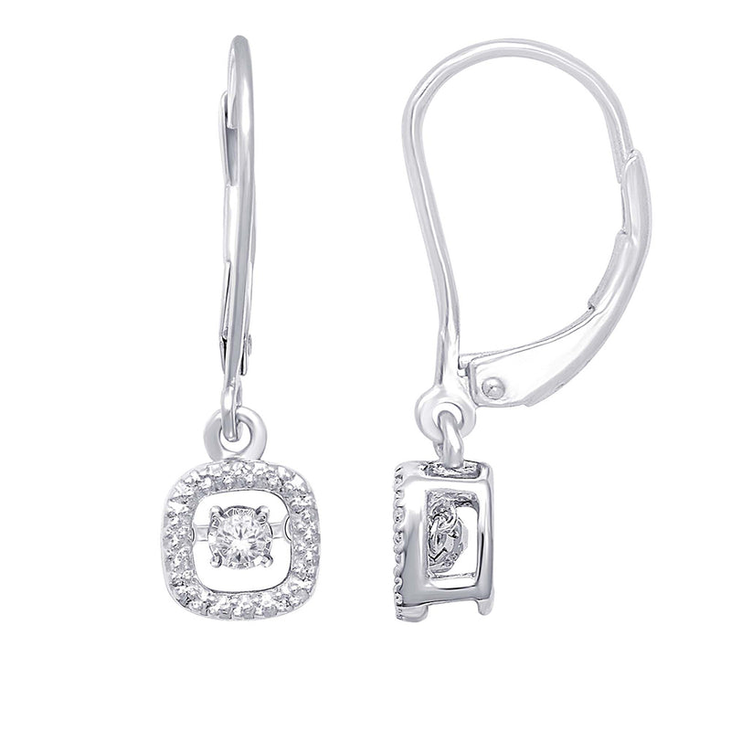 Sterling Silver 1/20 Ct.Tw. Moving Diamond Danglers Earrings