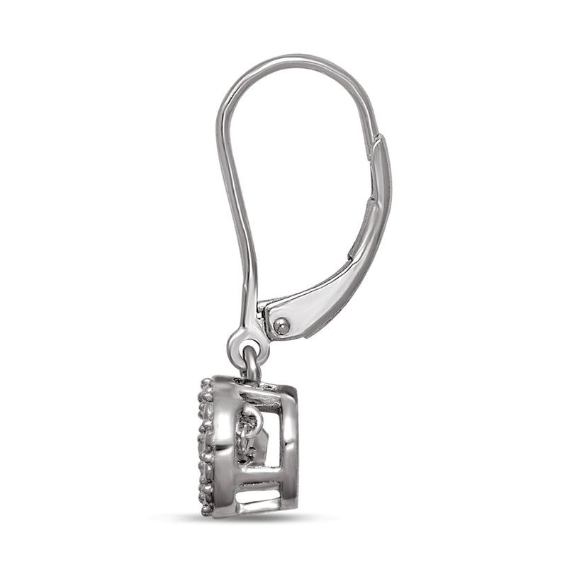 Sterling Silver 1/20 Ct.Tw. Moving Diamond Danglers Earrings