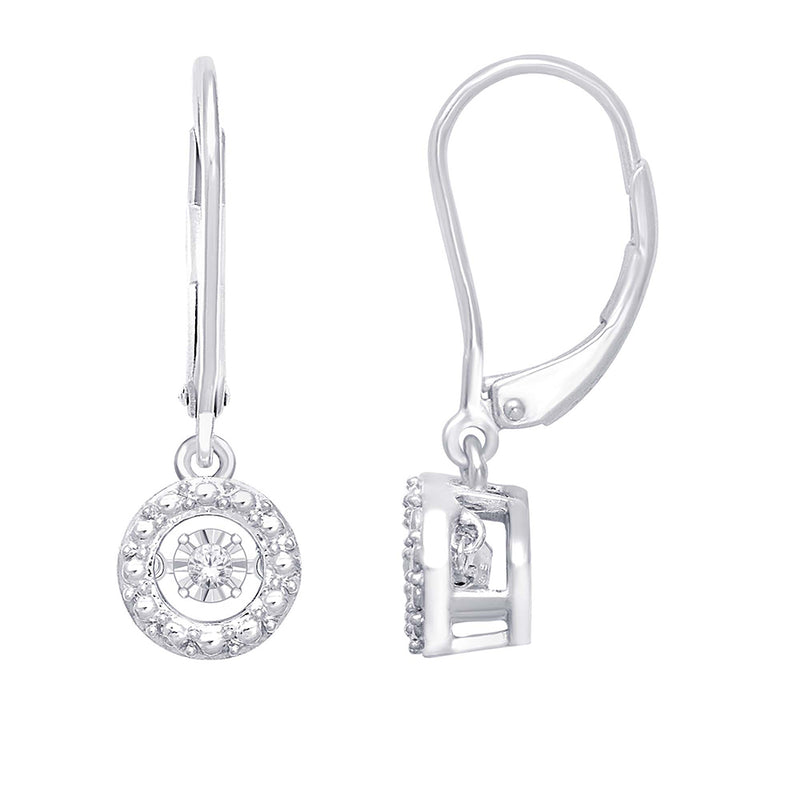 Sterling Silver 1/20 Ct.Tw. Moving Diamond Danglers Earrings
