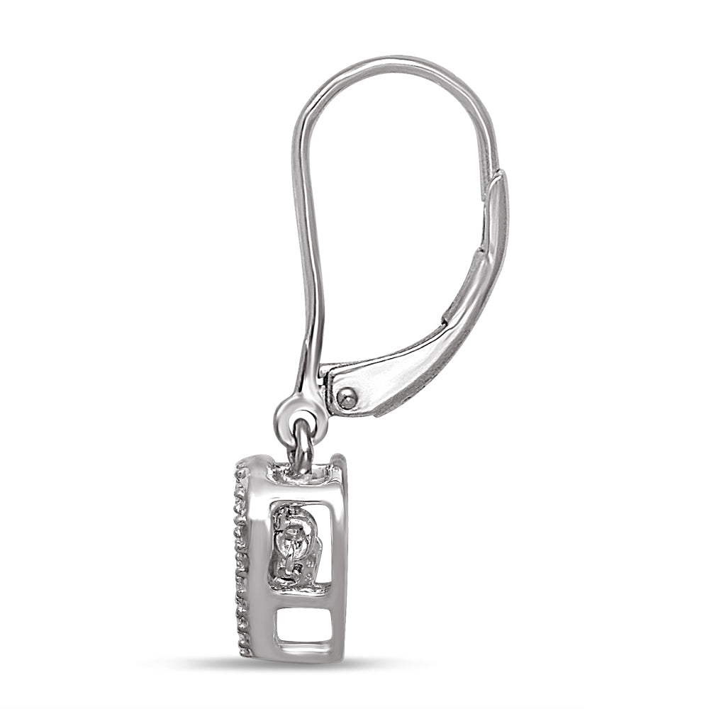 Sterling Silver 1/20 Ct.Tw. Moving Diamond Danglers Earrings