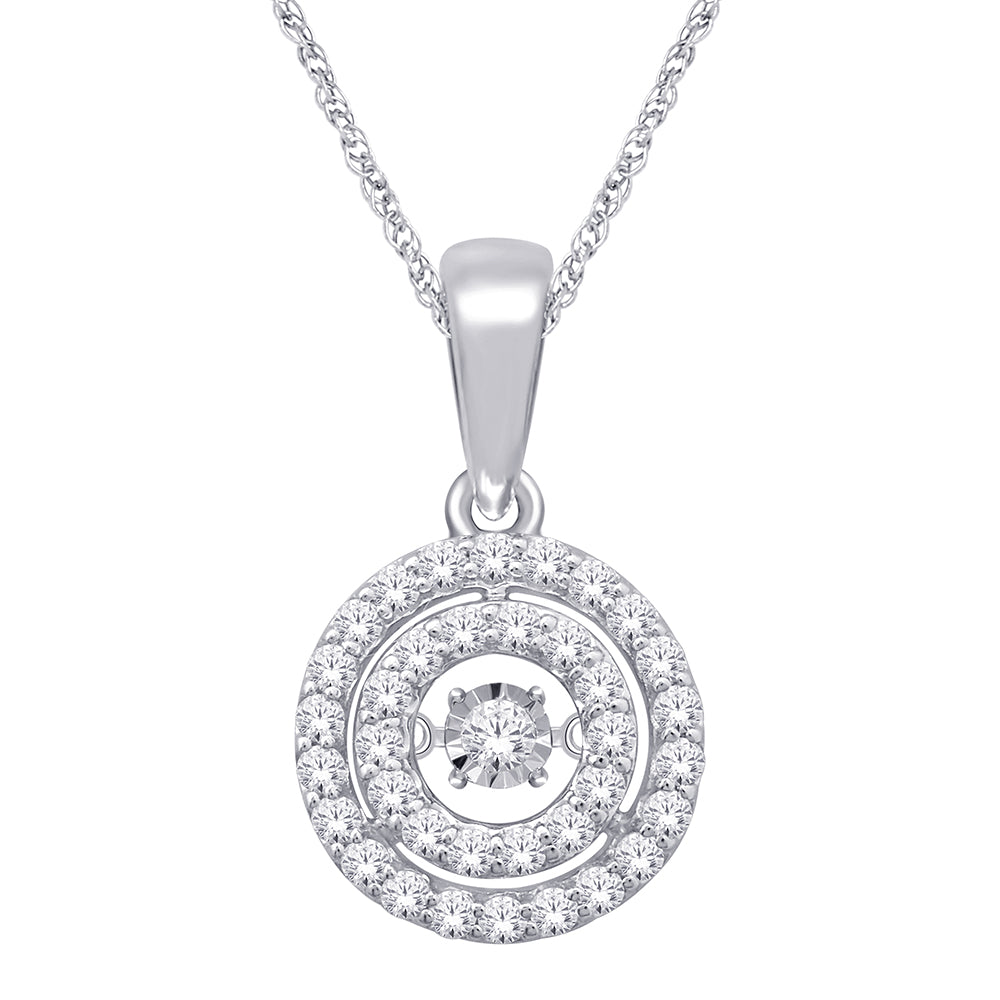 10K White Gold 1/3 Ct.Tw. Moving Diamond Fashion Pendant