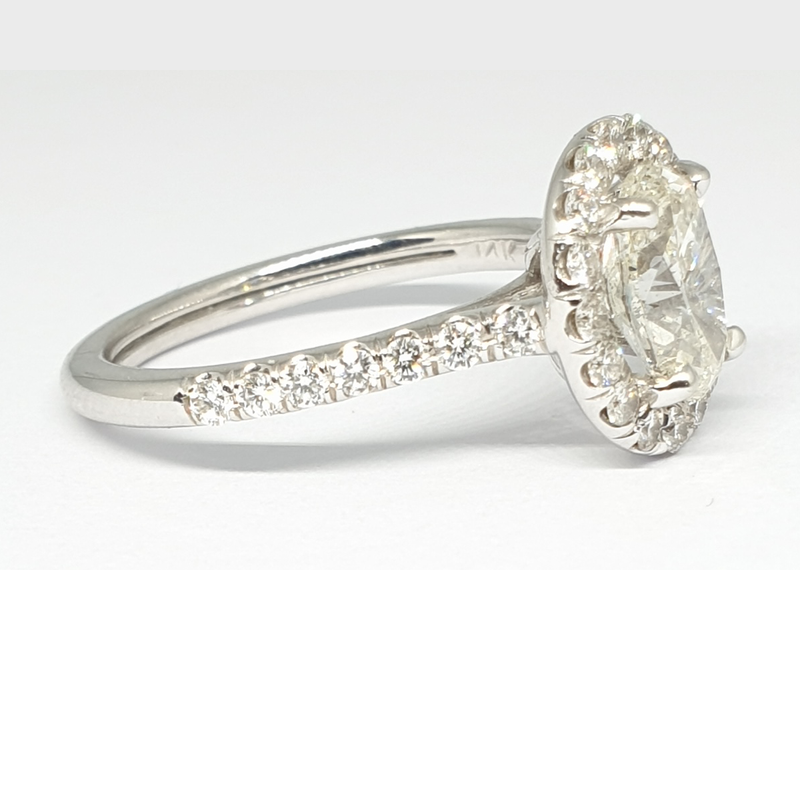Engagement Ring 1.35ct OVAL Center Diamond with 0.50ct Diamonds in the Halo & Sides