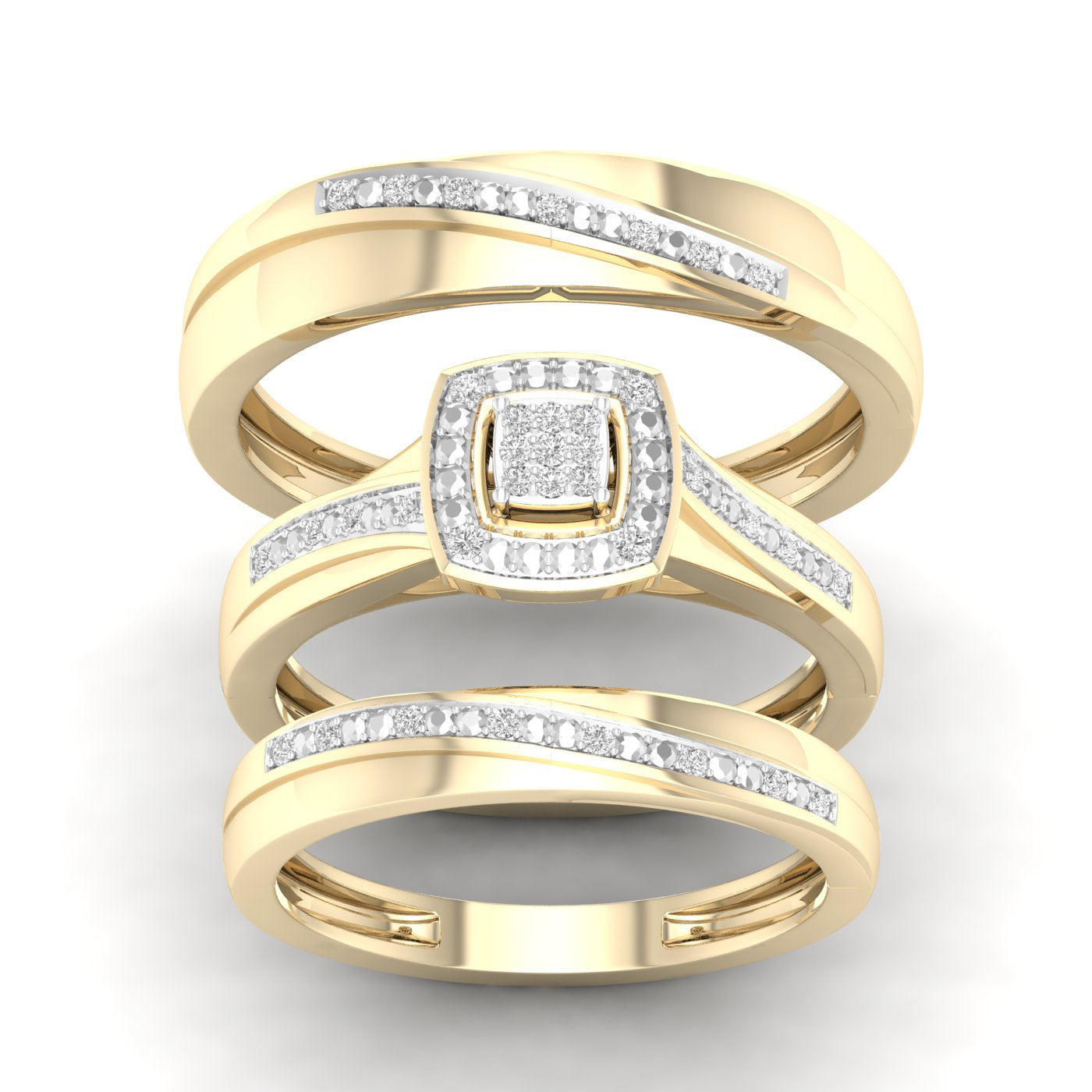 10K 0.08CT DIAM TRIO SET