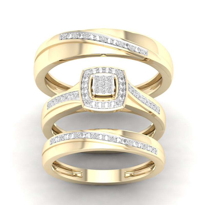 10K 0.08CT DIAM TRIO SET