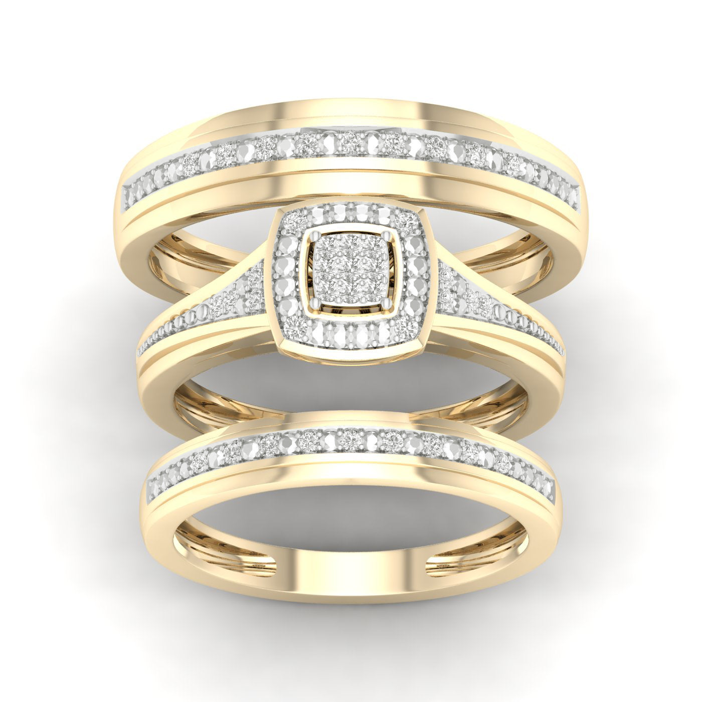 10K 0.10CT DIAM TRIO SET