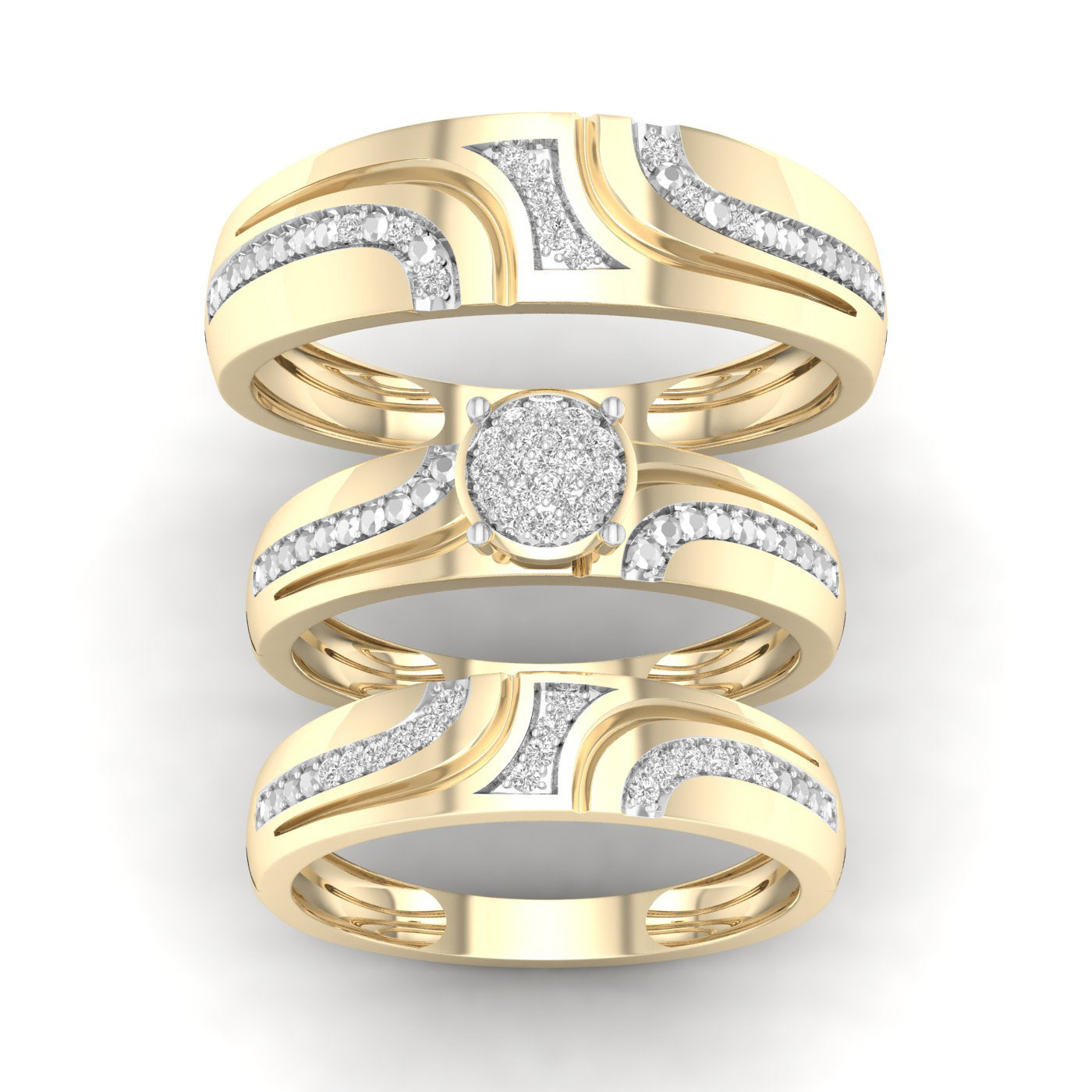 10K 0.15CT DIAM TRIO SET