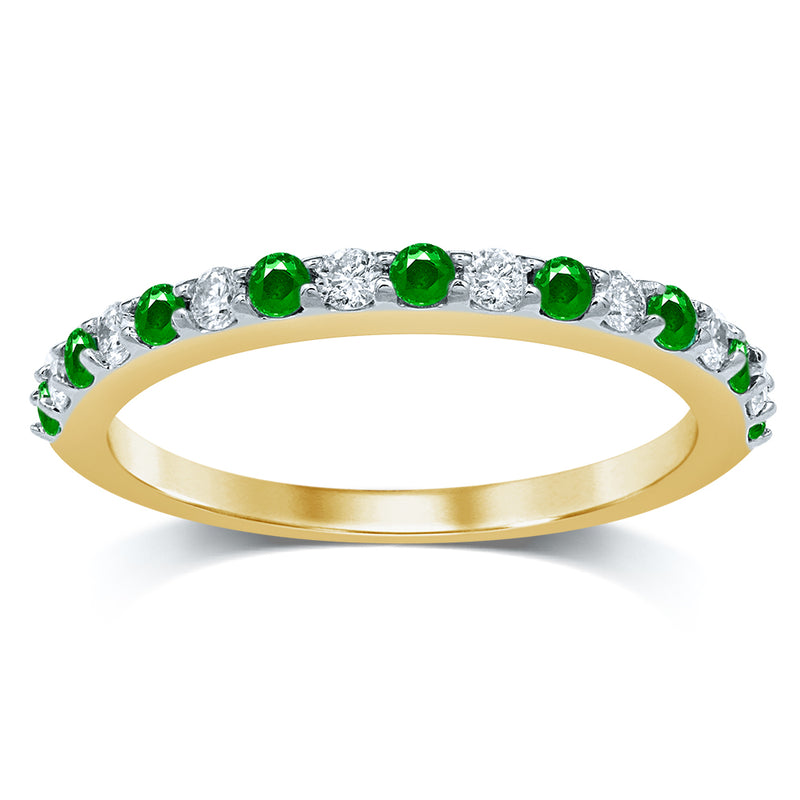 14K 0.20CT  DIAMOND  EMERALD BAND