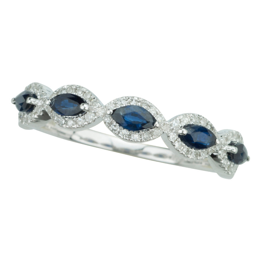 14K 0.17CT DIAMOND SAPHIRE RING