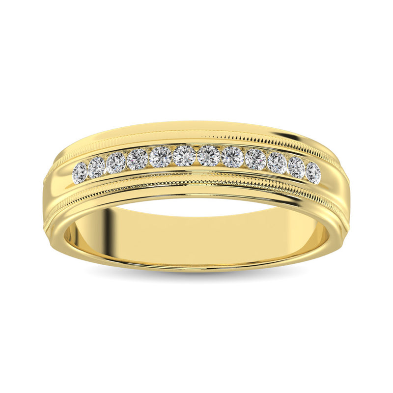 14K Yellow Gold Diamond 1/4 Ct.Tw. Men's Machine Band