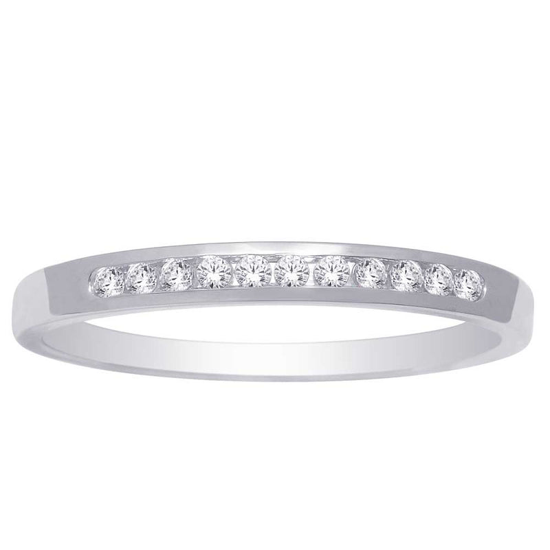 14K White Gold 1/10 Ct Diamond Ladies Machine Band