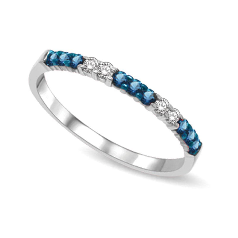 14K White Gold 1/5 Ctw White & Blue Diamond Machine Band