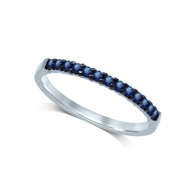 14K White Gold 1/4 Ctw Blue Sapphire Machine Band