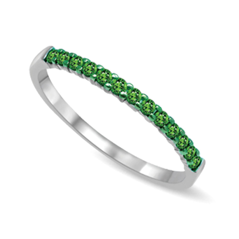 14K White Gold 1/5 Ctw Tsavorite Machine Band