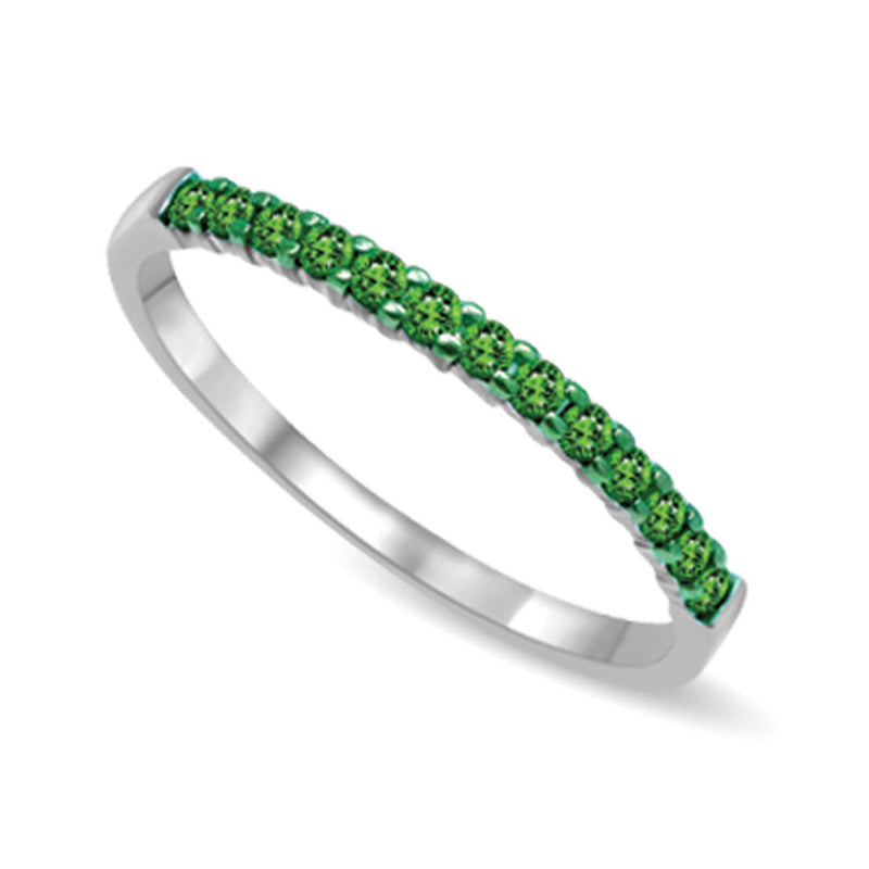 14K White Gold 1/5 Ctw Tsavorite Machine Band