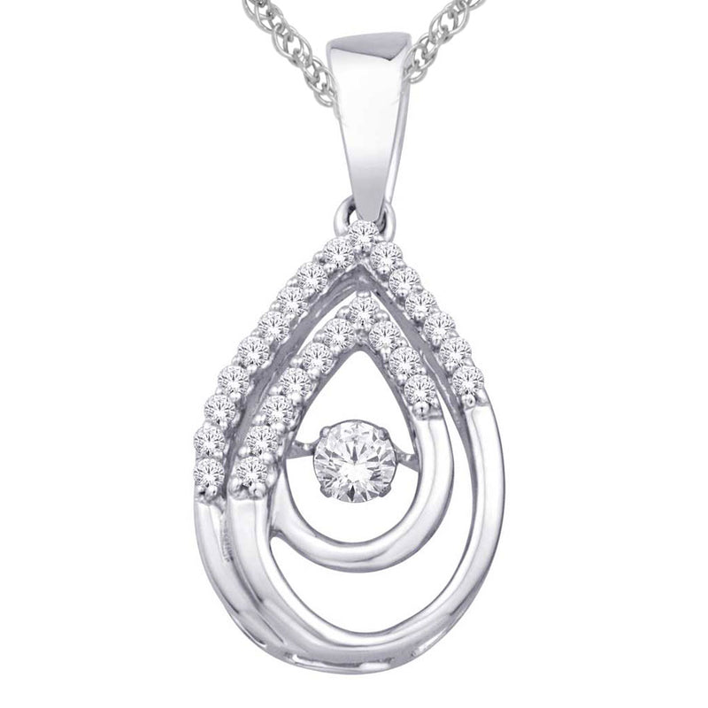 10K White Gold 1/5 Ct.Tw.Moving Diamond Fashion Pendant