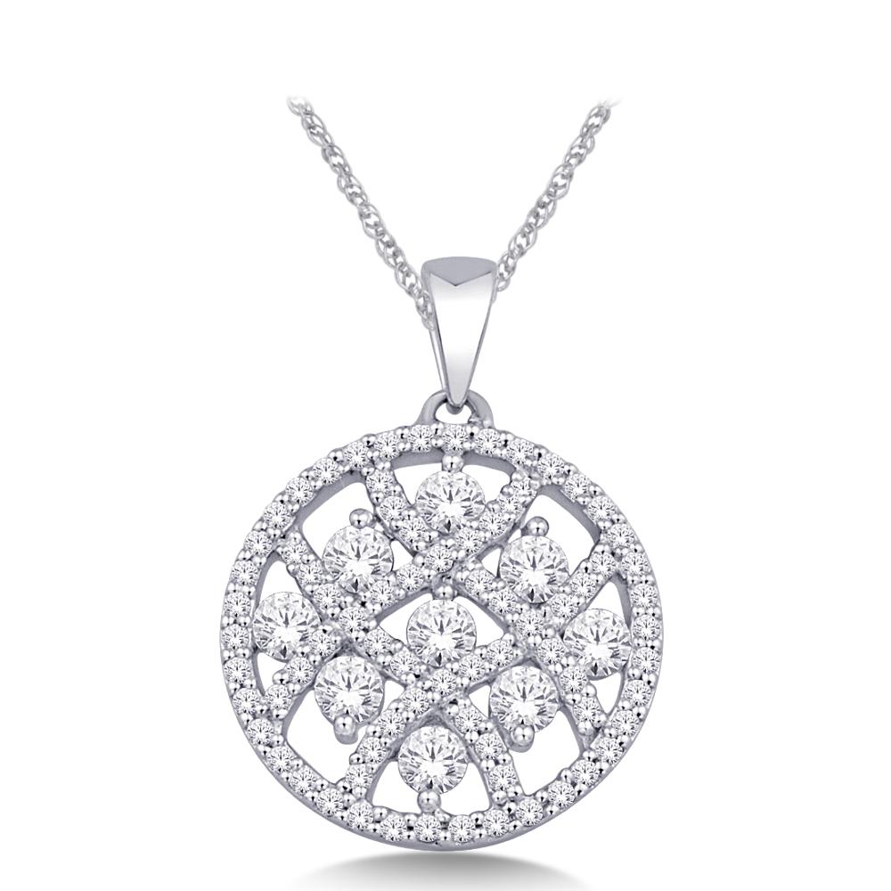 14K White Gold 3/4 Ct.Tw. Diamond Fashion Pendant