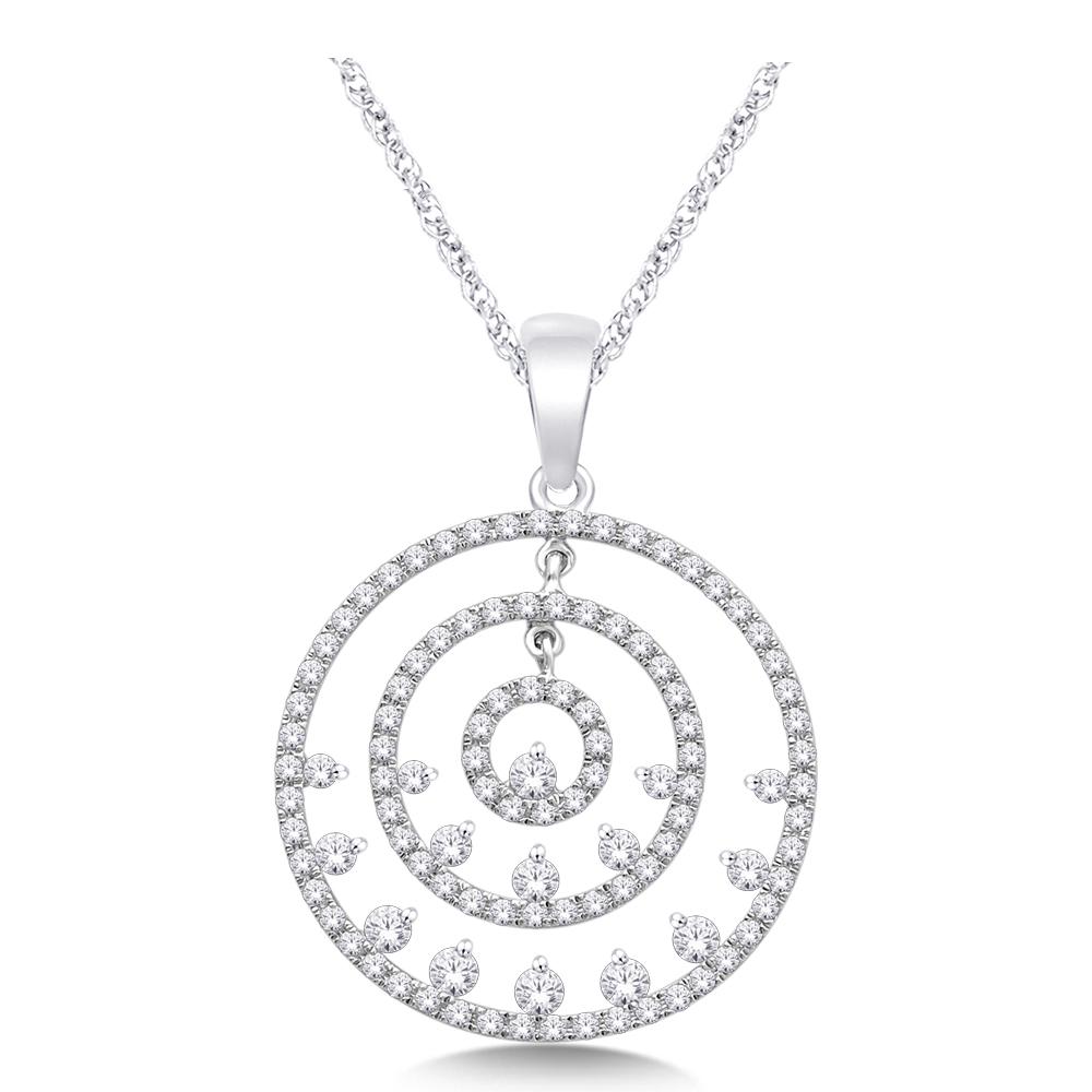 14K White Gold 3/4 Ct.Tw. Diamond Fashion Pendant