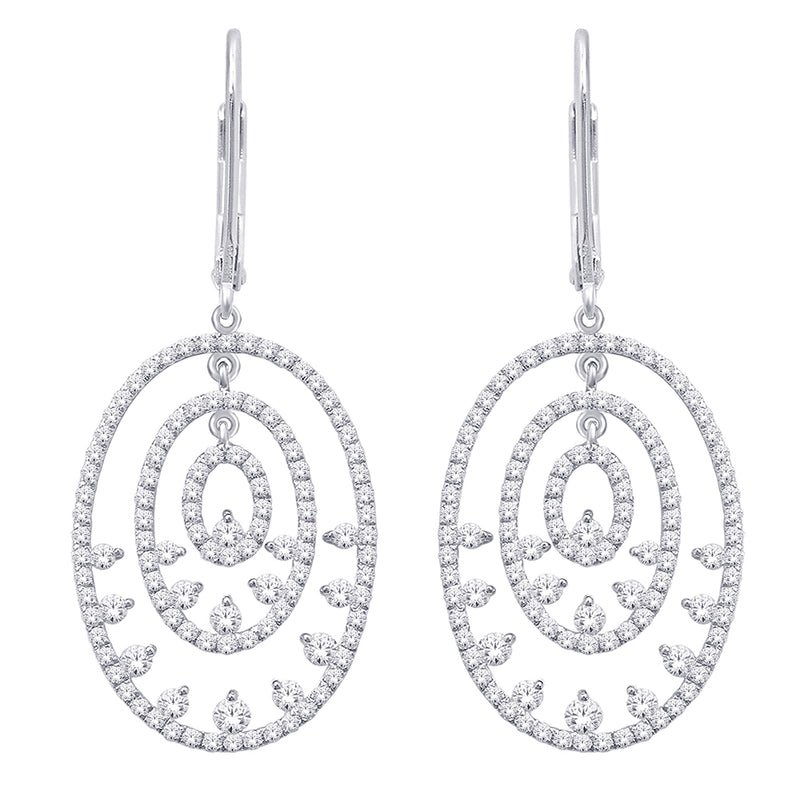 14K White Gold 1 1/2 Ct.Tw. Diamond Dangle Earrings