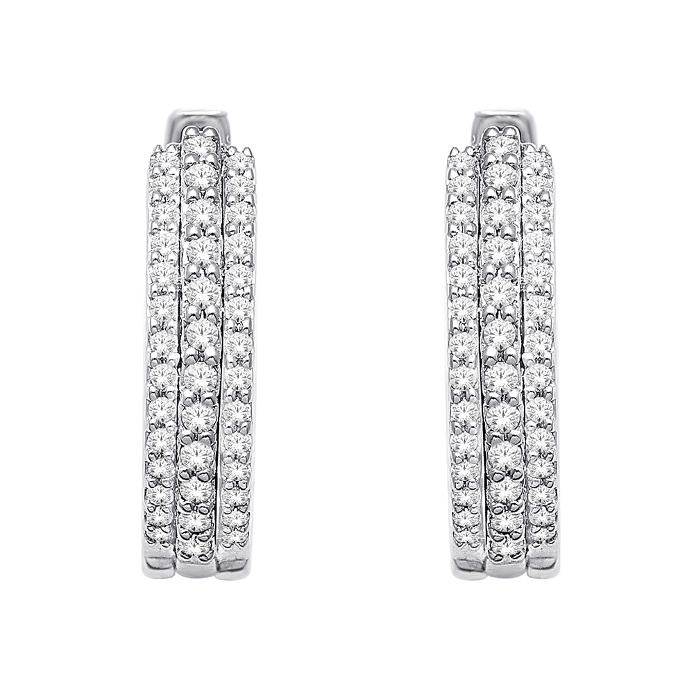 10K White Gold 1/4 Ct.Tw. Diamond Hoop Earring