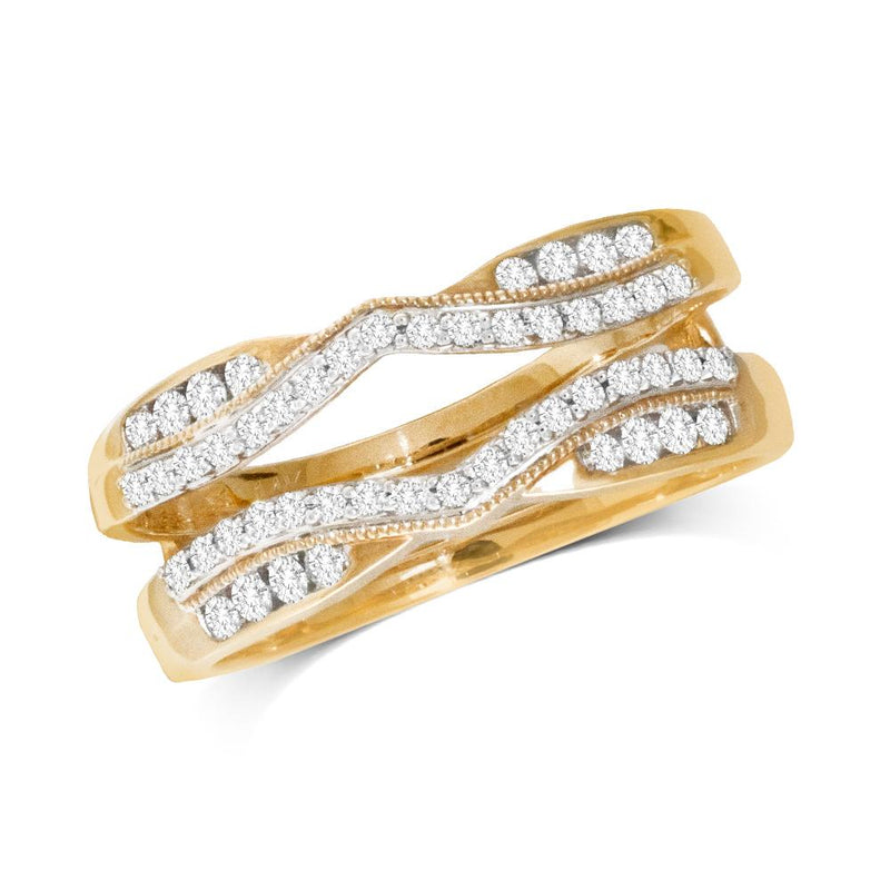 14K Yellow Gold 1/3 Ct.Tw.Diamond Guard Ring