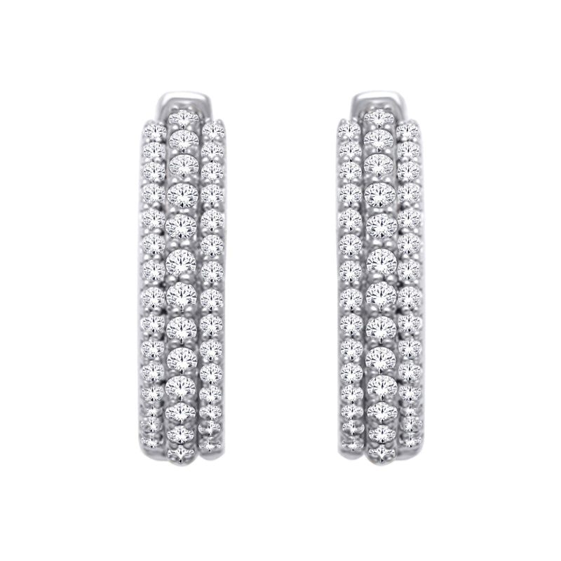 14K White Gold 1/2 Ct.Tw. Diamond Hoop Earrings
