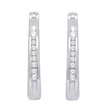 10K White Gold 1/10 Ct.Tw. Diamond Hoop Earrings