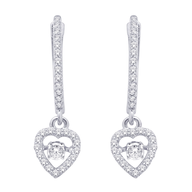 10K White Gold 2/5 Ct.Tw.Moving Diamond Fashion Earrings