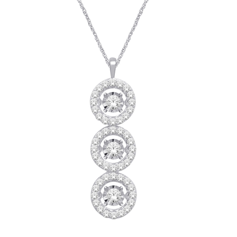 14K White Gold 5/8 Ct.Tw. Moving Diamond Pendant