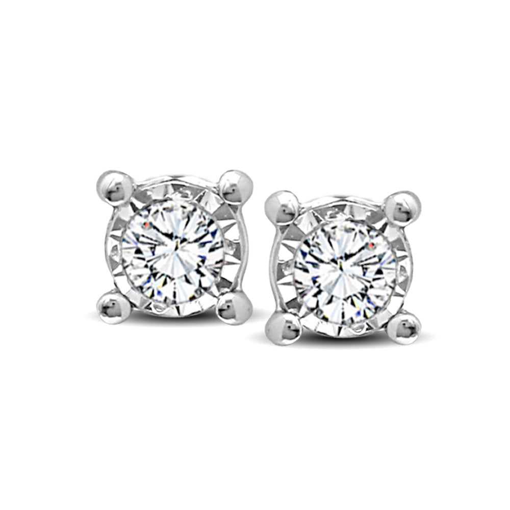 10K White Gold 1/10 Ct.Tw.Diamond Stud Earrings