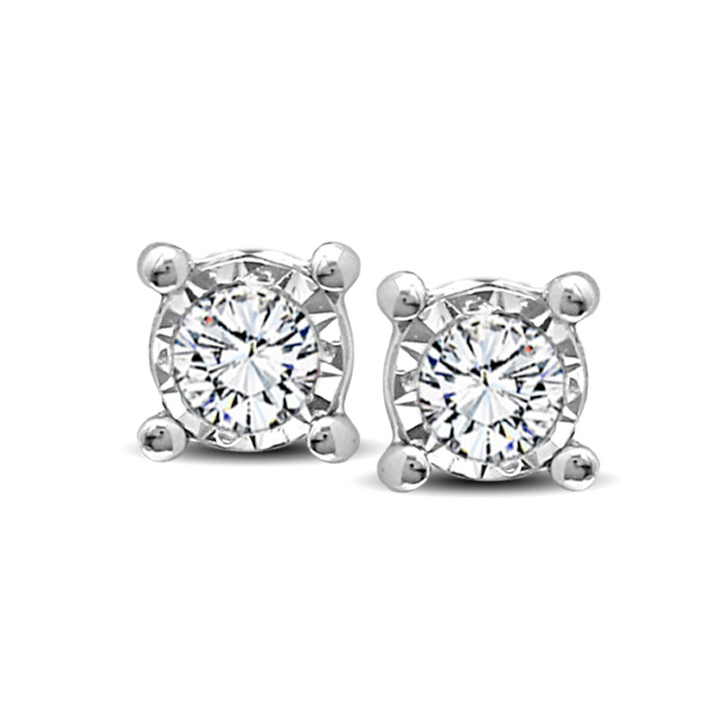 10K White Gold 1/10 Ct.Tw.Diamond Stud Earrings