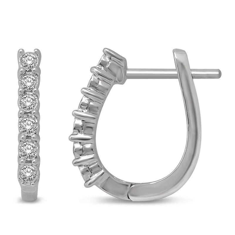 14K White Gold 1/5 Ct.Tw.Diamond Hoop Earrings
