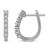 14K White Gold 1/5 Ct.Tw.Diamond Hoop Earrings