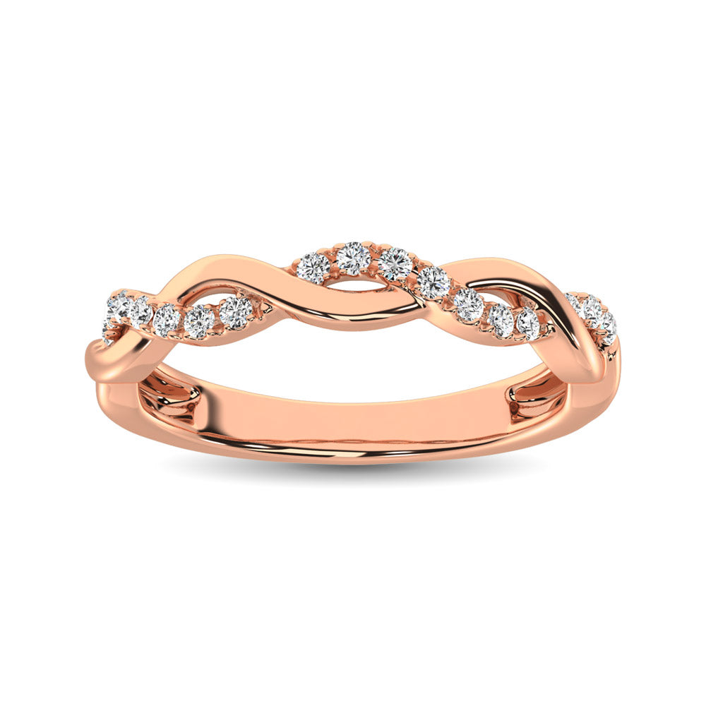 14K Rose  Gold 1/20 Ct.Tw.Diamond Wedding Band